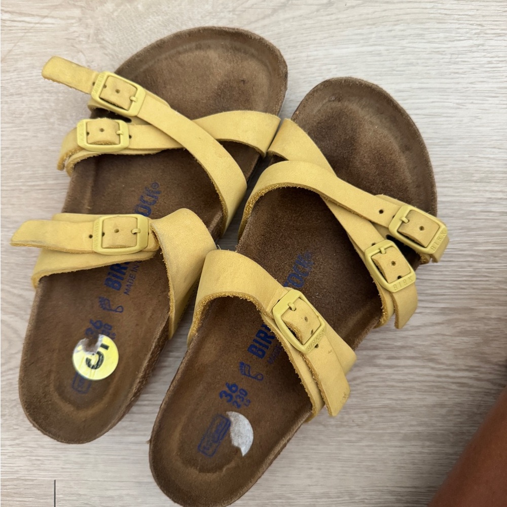 Birkenstock Yellow Strappy Sandals